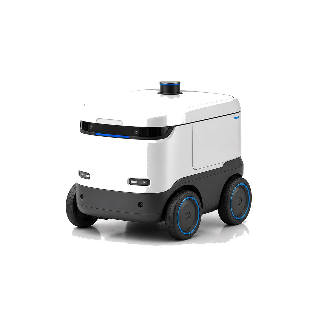 Bezorgrobots robot op witte achtergrond