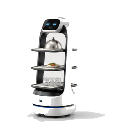 Serveerrobots robot op witte achtergrond